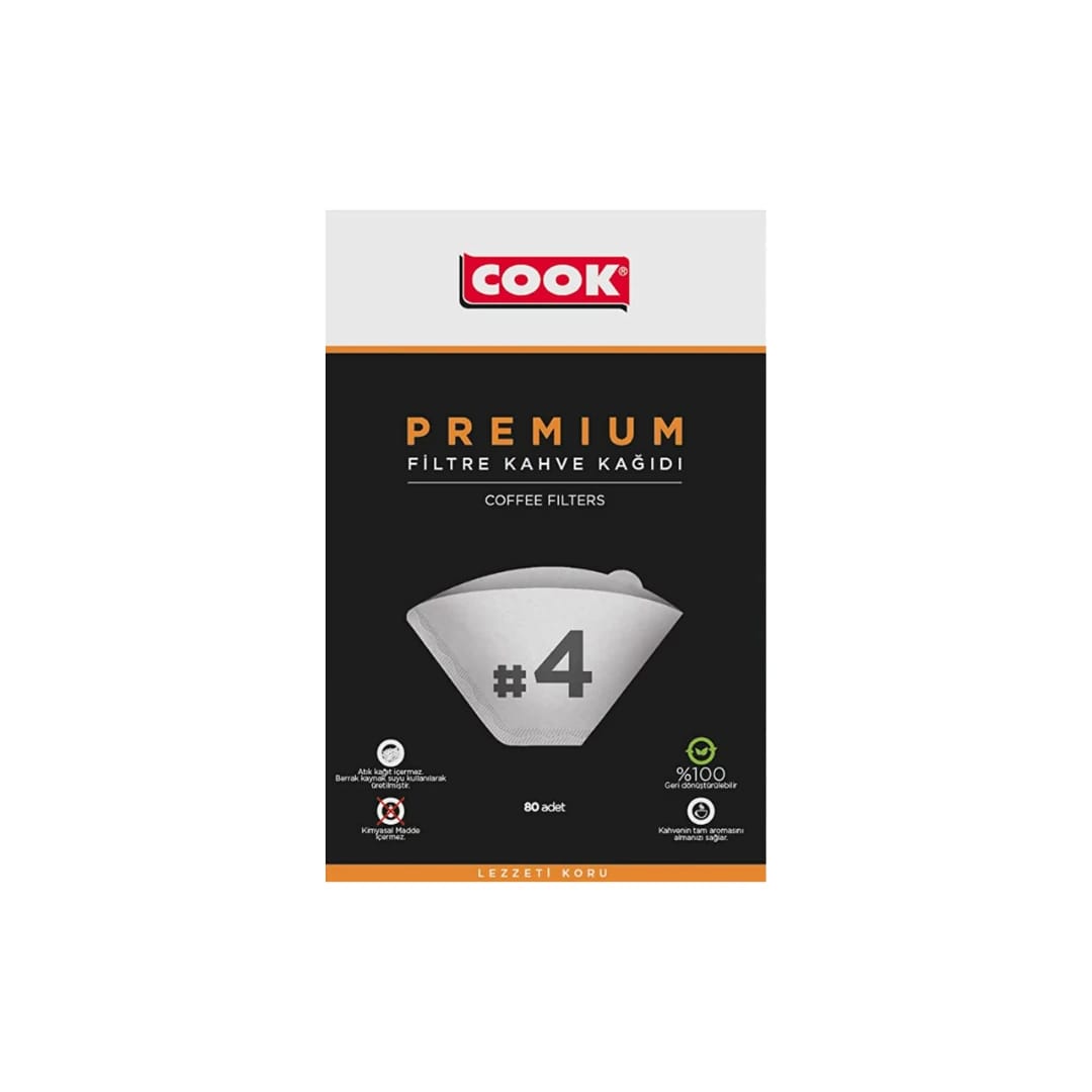 COOK Premium Filtre Kahve Kağıdı (Ebat 4) 80'li
